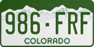 CO license plate 986FRF