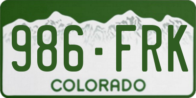 CO license plate 986FRK