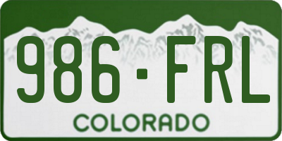 CO license plate 986FRL