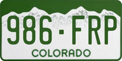 CO license plate 986FRP
