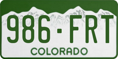 CO license plate 986FRT