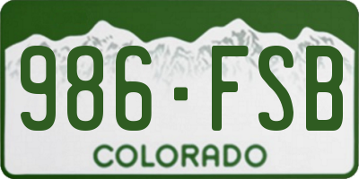 CO license plate 986FSB