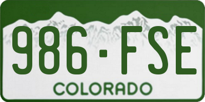 CO license plate 986FSE