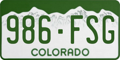 CO license plate 986FSG
