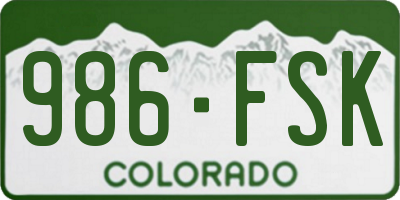 CO license plate 986FSK