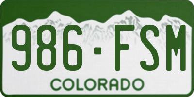 CO license plate 986FSM