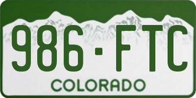 CO license plate 986FTC