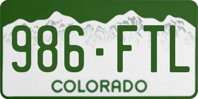 CO license plate 986FTL