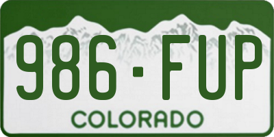 CO license plate 986FUP