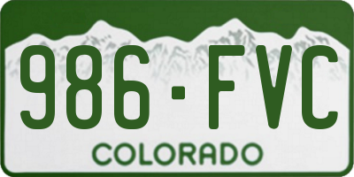 CO license plate 986FVC