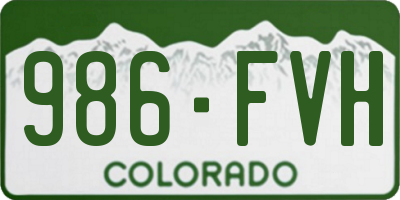 CO license plate 986FVH
