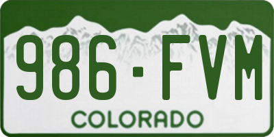 CO license plate 986FVM