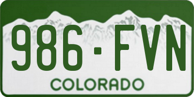 CO license plate 986FVN
