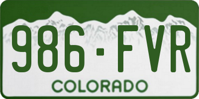 CO license plate 986FVR
