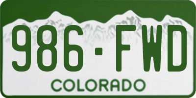CO license plate 986FWD