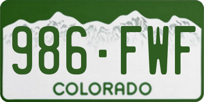 CO license plate 986FWF