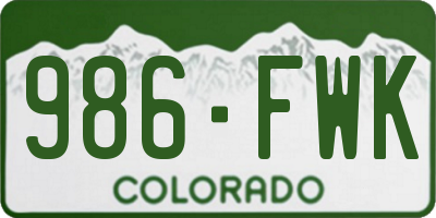 CO license plate 986FWK