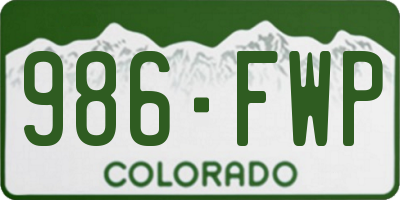 CO license plate 986FWP