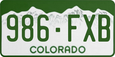 CO license plate 986FXB