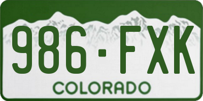 CO license plate 986FXK