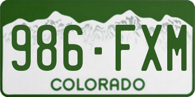 CO license plate 986FXM