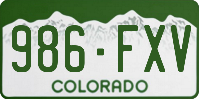 CO license plate 986FXV