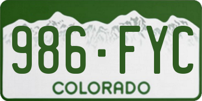 CO license plate 986FYC