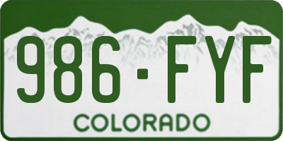 CO license plate 986FYF