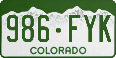 CO license plate 986FYK