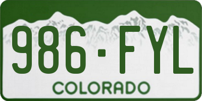 CO license plate 986FYL
