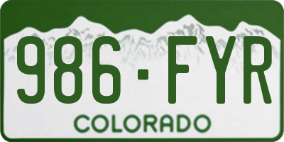 CO license plate 986FYR