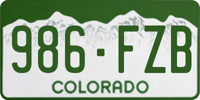 CO license plate 986FZB