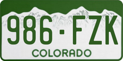 CO license plate 986FZK