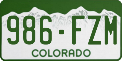 CO license plate 986FZM