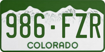 CO license plate 986FZR