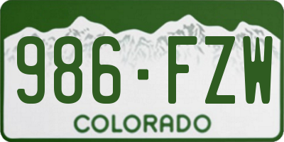 CO license plate 986FZW
