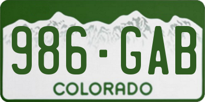 CO license plate 986GAB