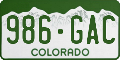 CO license plate 986GAC