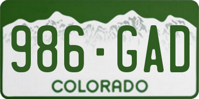 CO license plate 986GAD