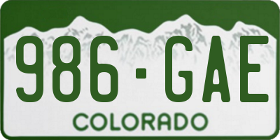 CO license plate 986GAE