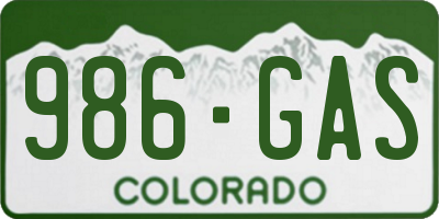 CO license plate 986GAS