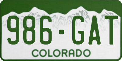 CO license plate 986GAT