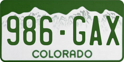 CO license plate 986GAX
