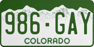 CO license plate 986GAY
