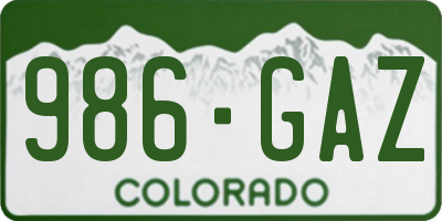 CO license plate 986GAZ