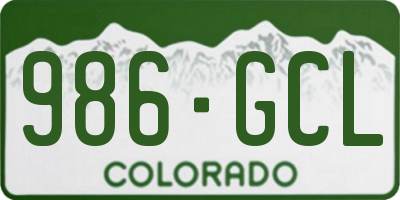 CO license plate 986GCL