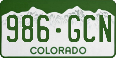 CO license plate 986GCN