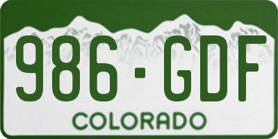 CO license plate 986GDF
