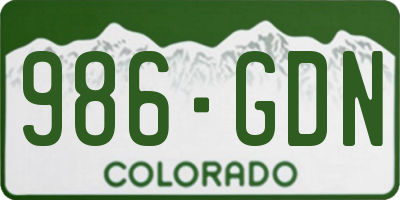 CO license plate 986GDN