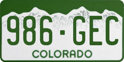 CO license plate 986GEC